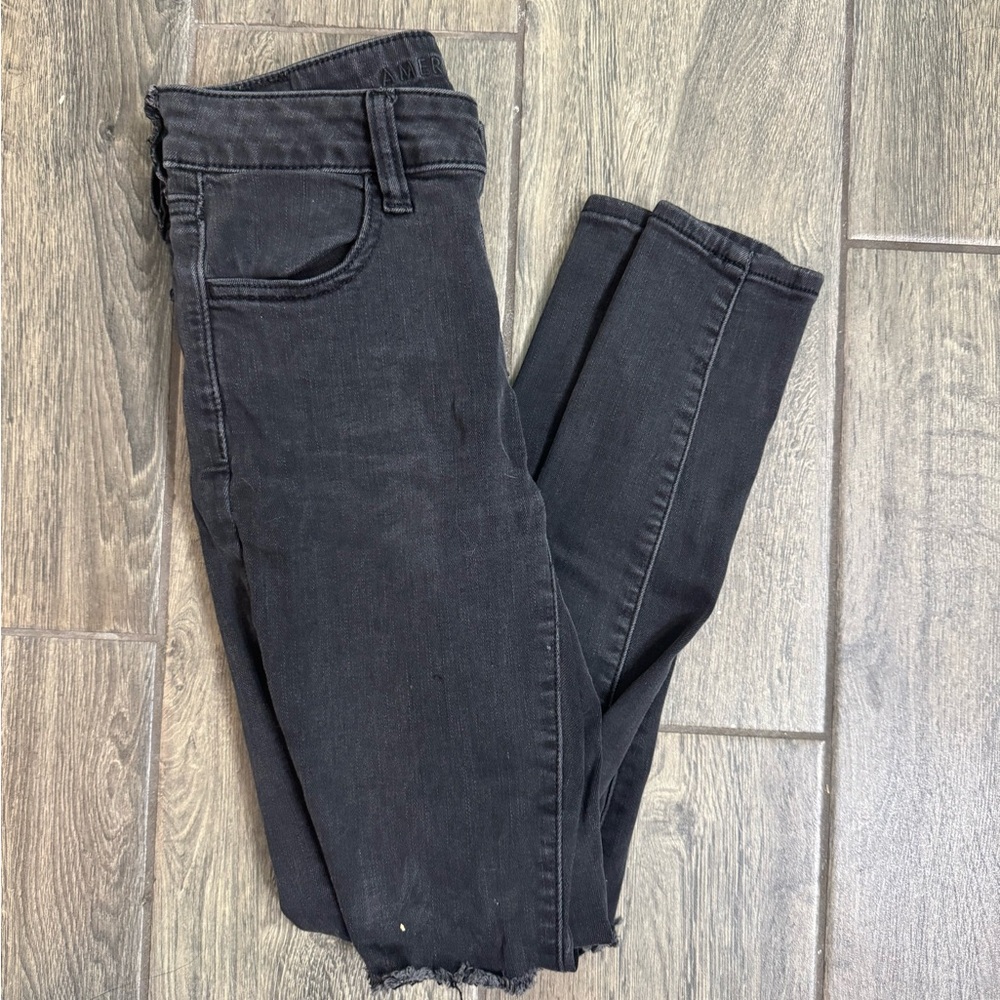 American Eagle Distressed Black Skinny Jeans Size 2